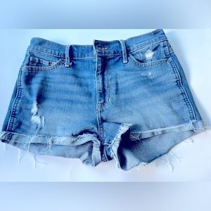Hollister Women Size3 Juniors Denim Short Short High Rise Raw Hem Distressed